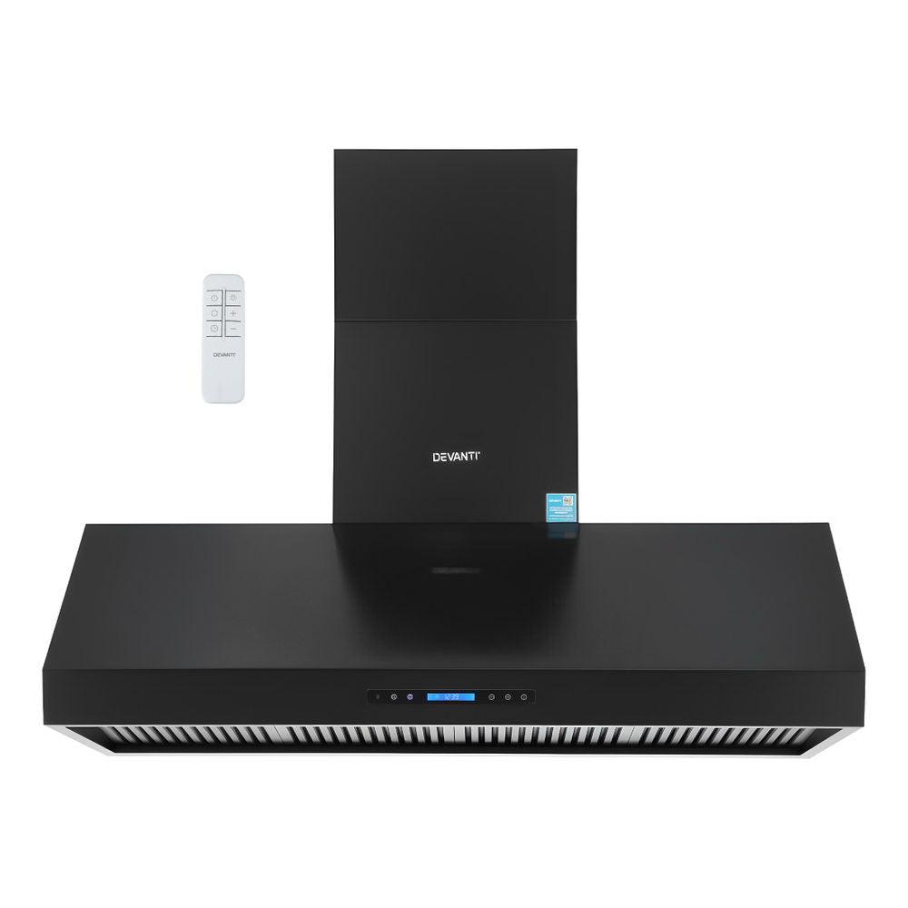 Devanti 1500mm Commercial BBQ Range Hood Dual Motor W/ Remote Control Black RH-RC-BBQ-1500