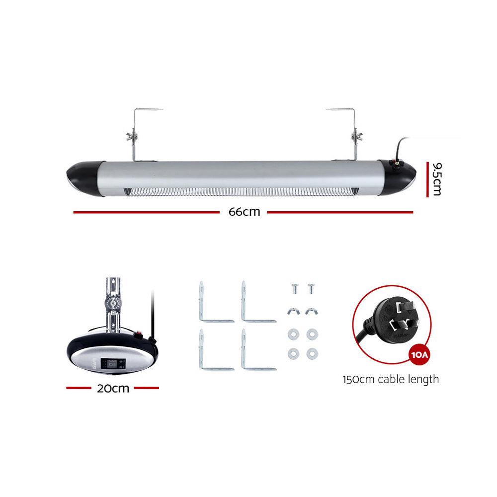 Devanti Electric Strip Heater Radiant Heaters 1500W RHP-1500R-SI