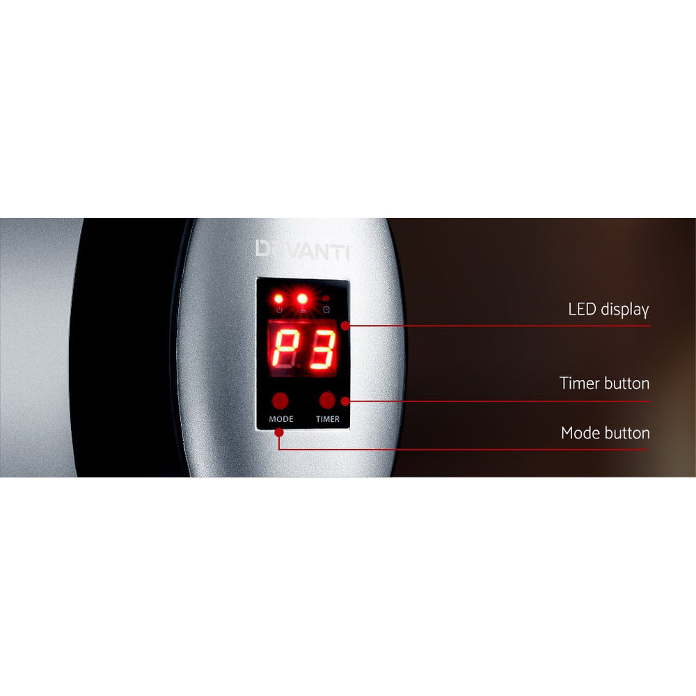 Devanti Electric Strip Heater Radiant Heaters 1500W RHP-1500R-SI