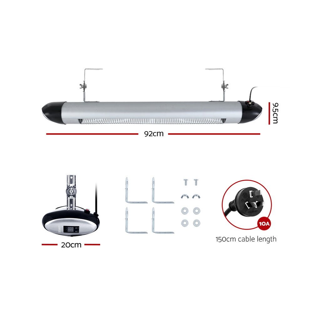 Devanti Electric Strip Heater Radiant Heaters 2000W RHP-2000R-SI