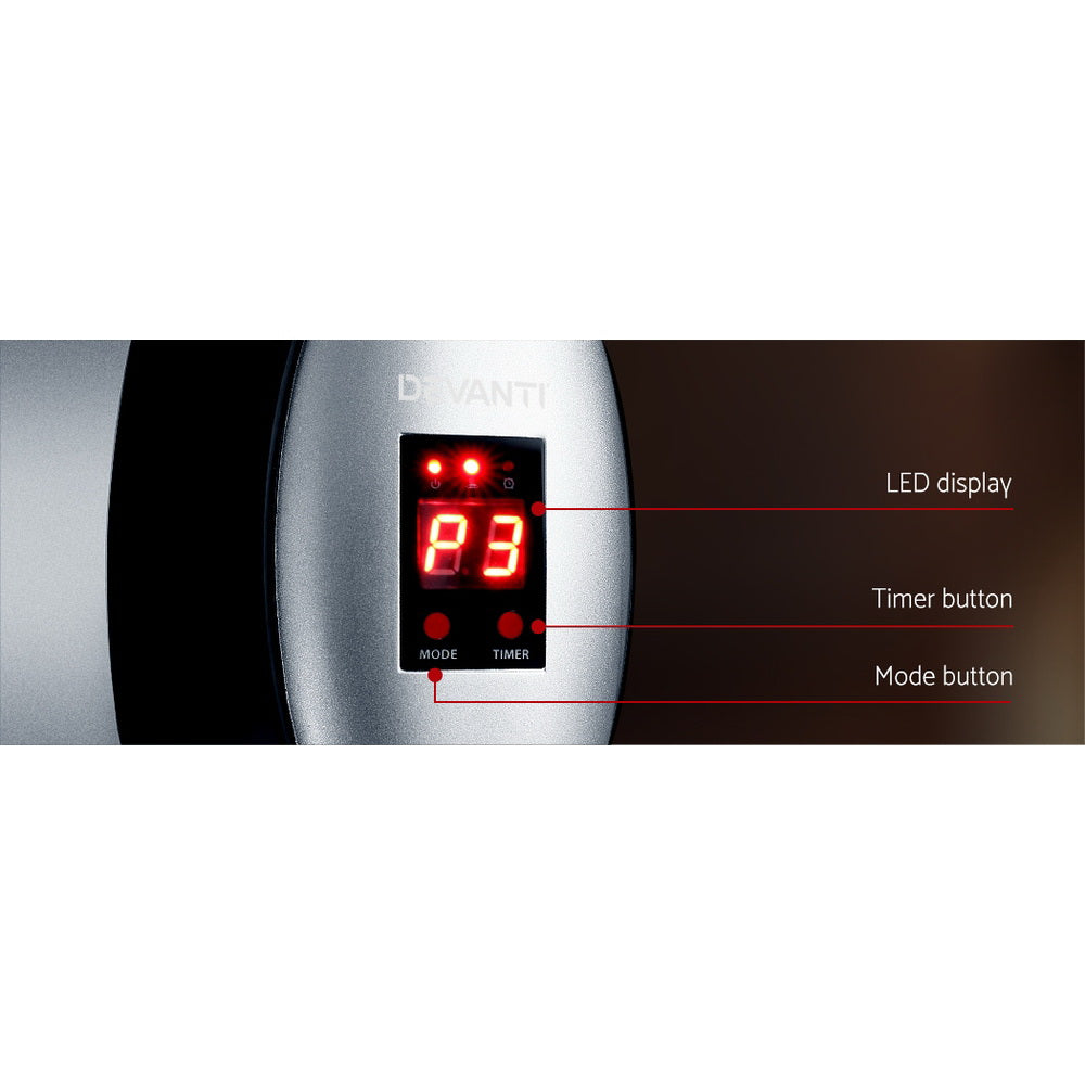 Devanti Electric Strip Heater Radiant Heaters 2000W RHP-2000R-SI