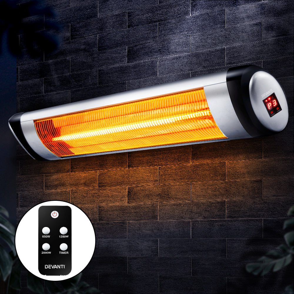 Devanti Electric Strip Heater Radiant Heaters 2000W RHP-2000R-SI