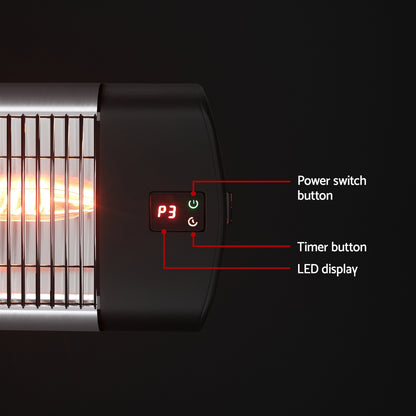 Devanti Electric Strip Heater Radiant Heaters 3000W RHP-3000W-BK
