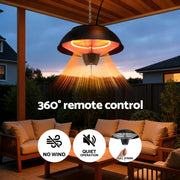 Devanti 1500W Electric Patio Infrared Heater Hanging Heaters Ceiling Mounted Remote RHP-CEH1-1500W-BK