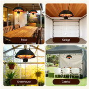 Devanti 1500W Electric Patio Infrared Heater Hanging Heaters Ceiling Mounted Remote RHP-CEH1-1500W-BK