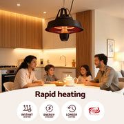 Devanti 2000W Electric Patio Heater Ceiling Mounted Hanging Heaters Remote RHP-CEH3-2000W-BK