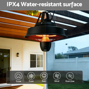 Devanti 2000W Electric Patio Heater Ceiling Mounted Hanging Heaters Remote RHP-CEH3-2000W-BK