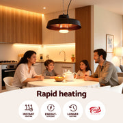 Devanti 2000W Outdoor Electric Patio Heater Ceiling Mount with LED Light Remote RHP-CEH6-2000W-BK