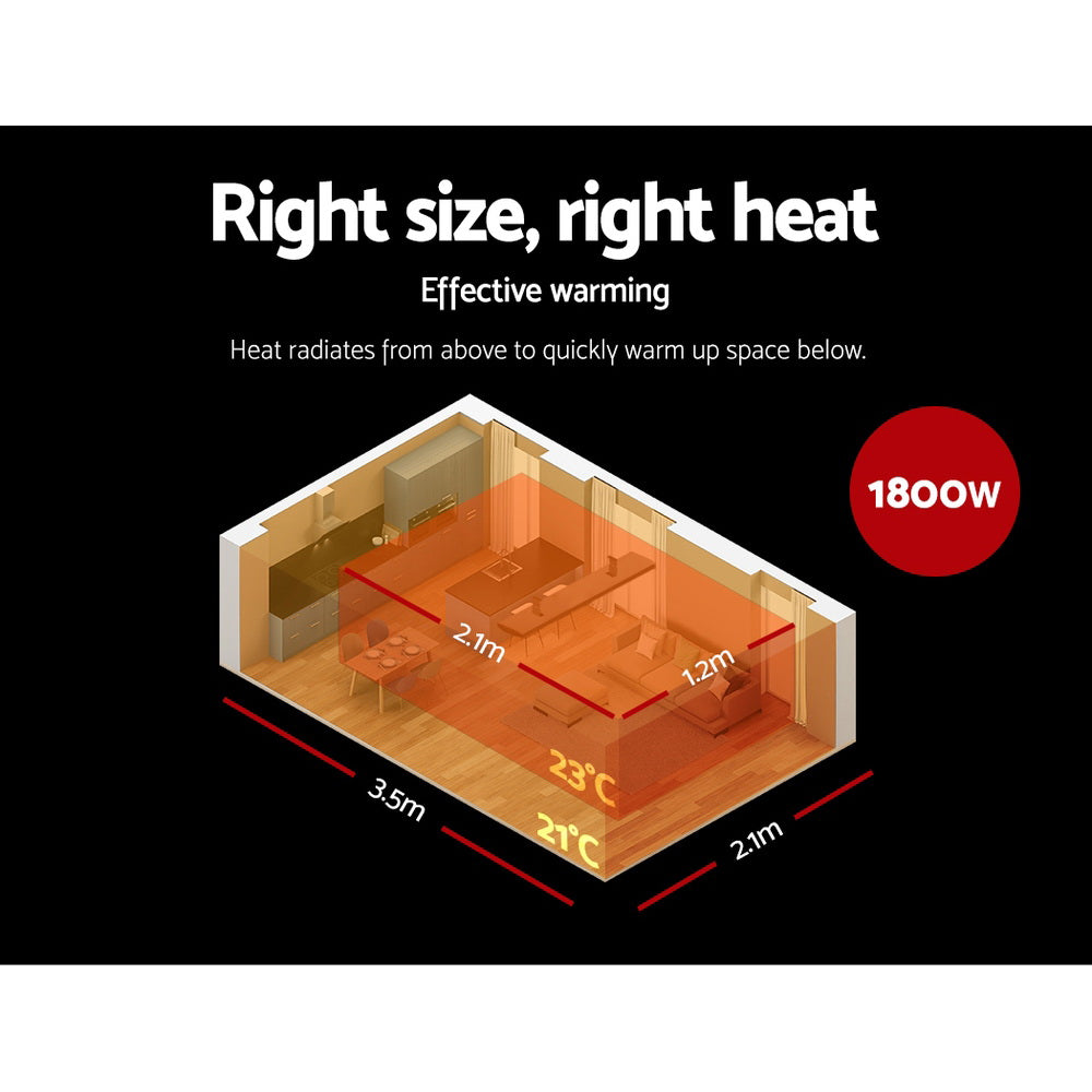 Devanti Electric Radiant Strip Heater Outdoor 1800W RHP-E76RC-1800-BK