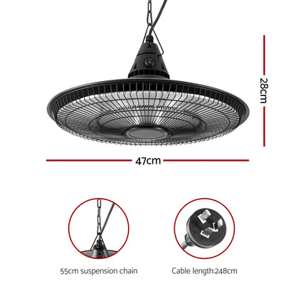 Devanti 1500W Hanging Electric Patio Heater RHP-PG-1500W-BK