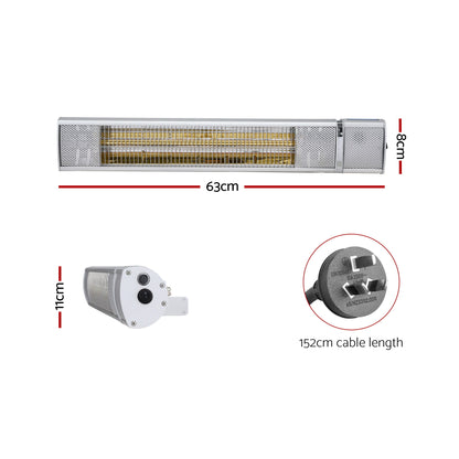 Devanti Electric Strip Heater Infrared Radiant Heaters 2000W RHP-TWR-2000-AL