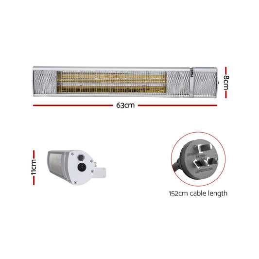 Devanti Electric Strip Heater Infrared Radiant Heaters 2000W RHP-TWR-2000-AL