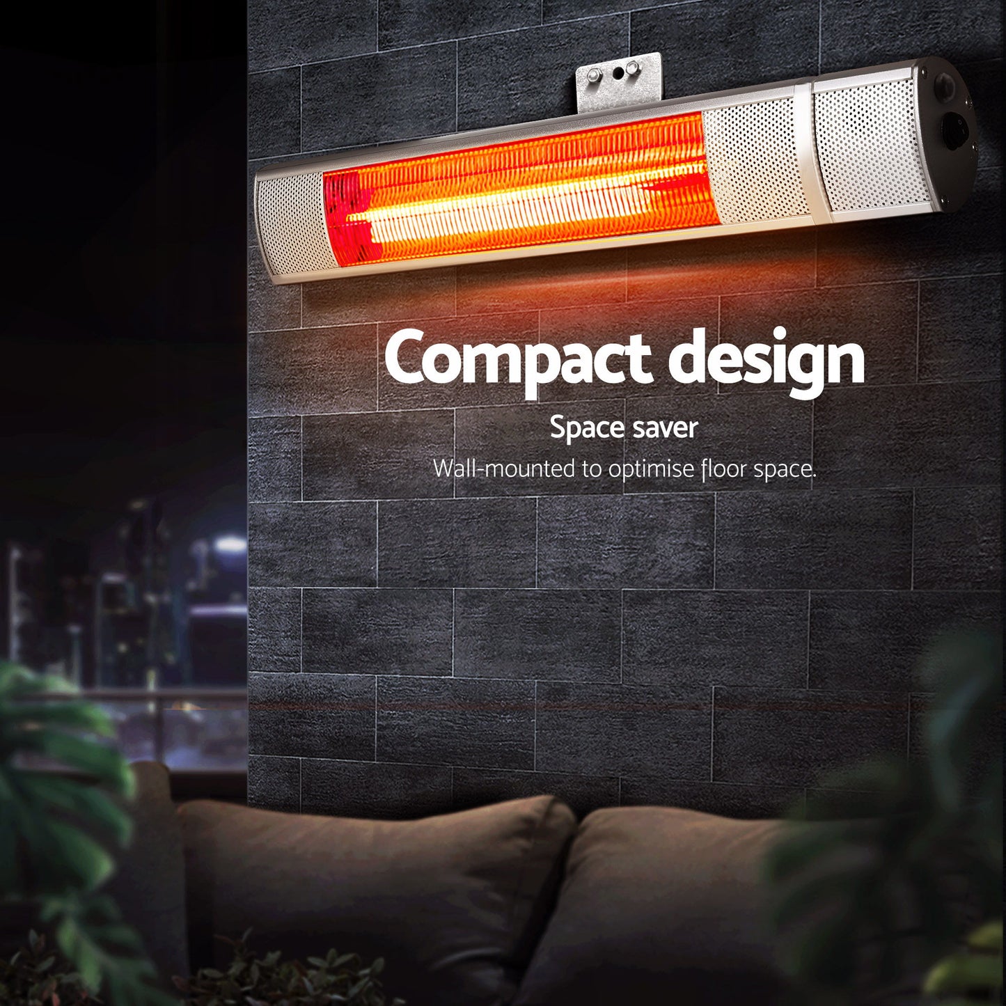 Devanti Electric Strip Heater Infrared Radiant Heaters 2000W RHP-TWR-2000-AL