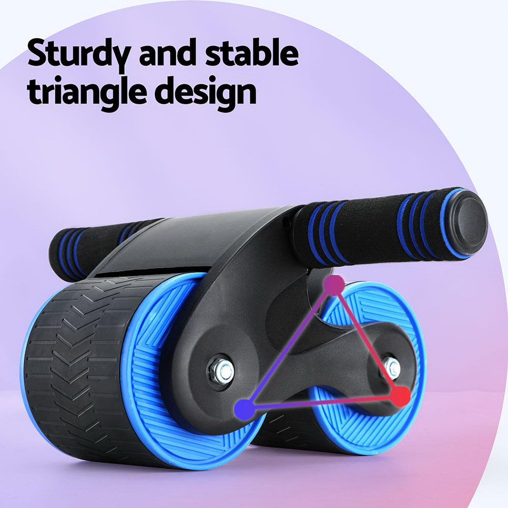 Everfit Ab Roller Automatic Rebound Abdominal Wheel Home Gym Workout Blue ROLLER-A-AB-BKBL