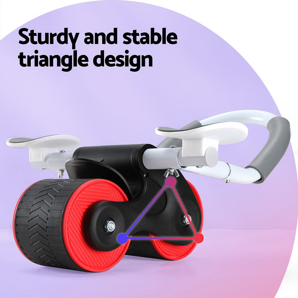 Everfit Ab Roller Automatic Rebound Abdominal Wheel with Knee Pad Home Gym Sport ROLLER-A-AB-BKRD