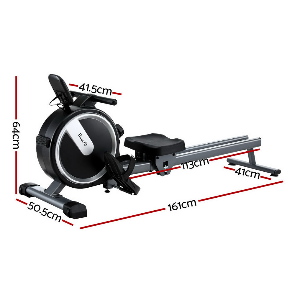 Everfit 16 Level Magnetic Rowing Machine for Home with App Connect Black ROWING-C-MAG-16L-DT-BK