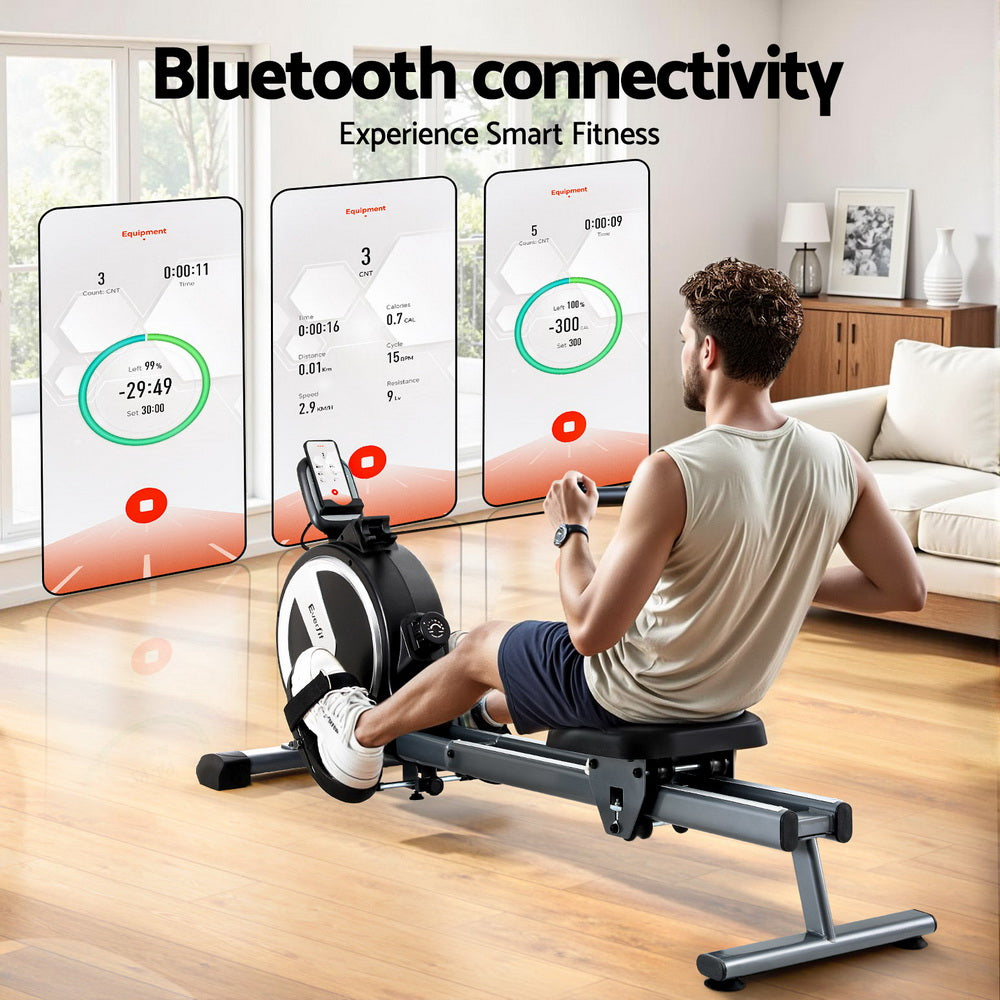 Everfit 16 Level Magnetic Rowing Machine for Home with App Connect Black ROWING-C-MAG-16L-DT-BK