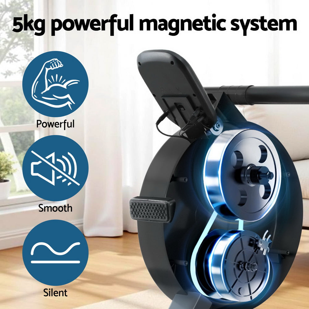 Everfit 16 Level Magnetic Rowing Machine for Home with App Connect Walnut ROWING-C-MAG-16L-DT-WD