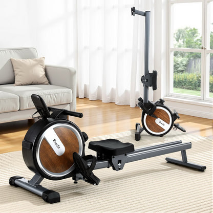 Everfit 16 Level Magnetic Rowing Machine for Home with App Connect Walnut ROWING-C-MAG-16L-DT-WD