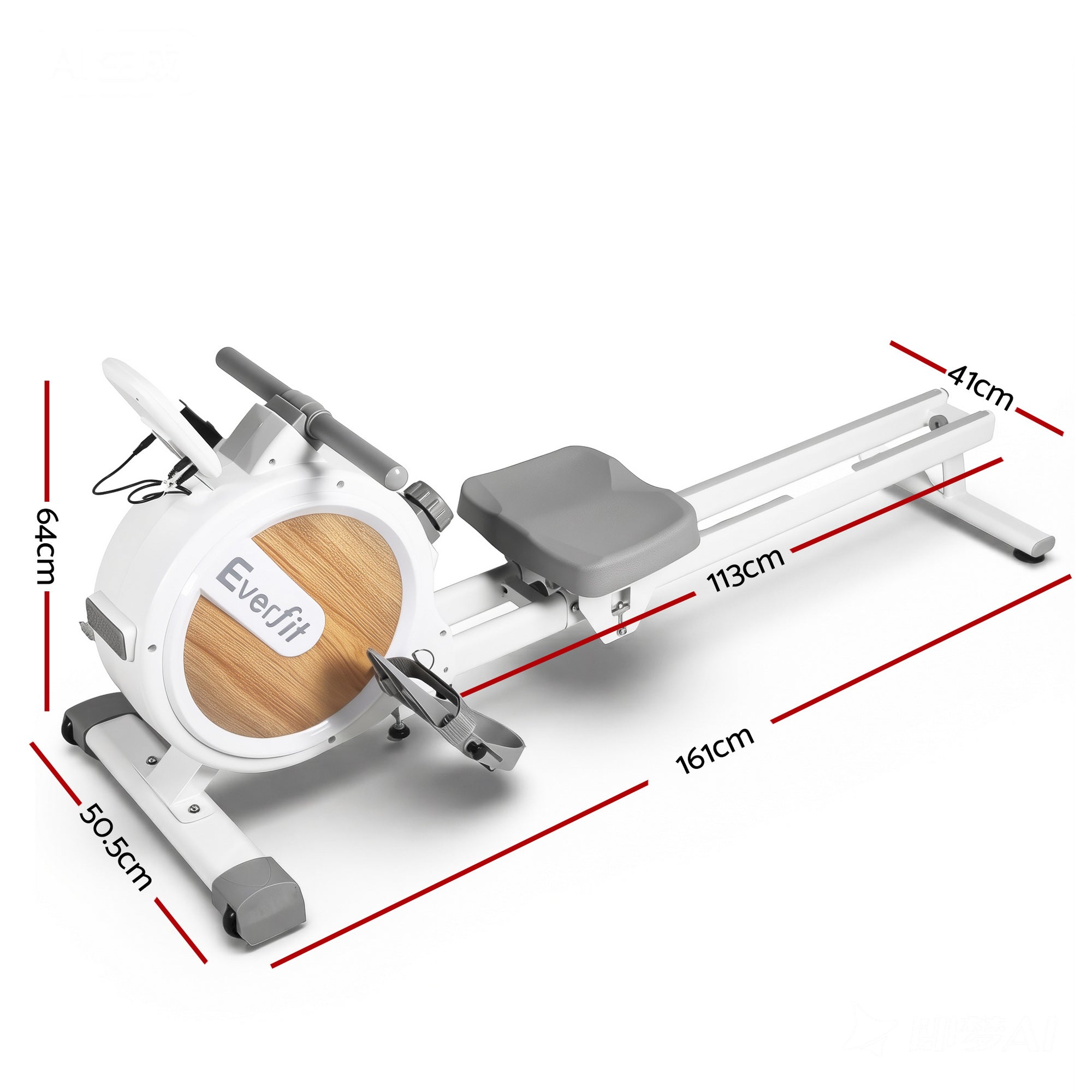 Everfit Rowing Machine for Home Magnetic Rowing Machine App Compatible Quiet Exercise Equipment White ROWING-C-MAG-16L-DT-WH