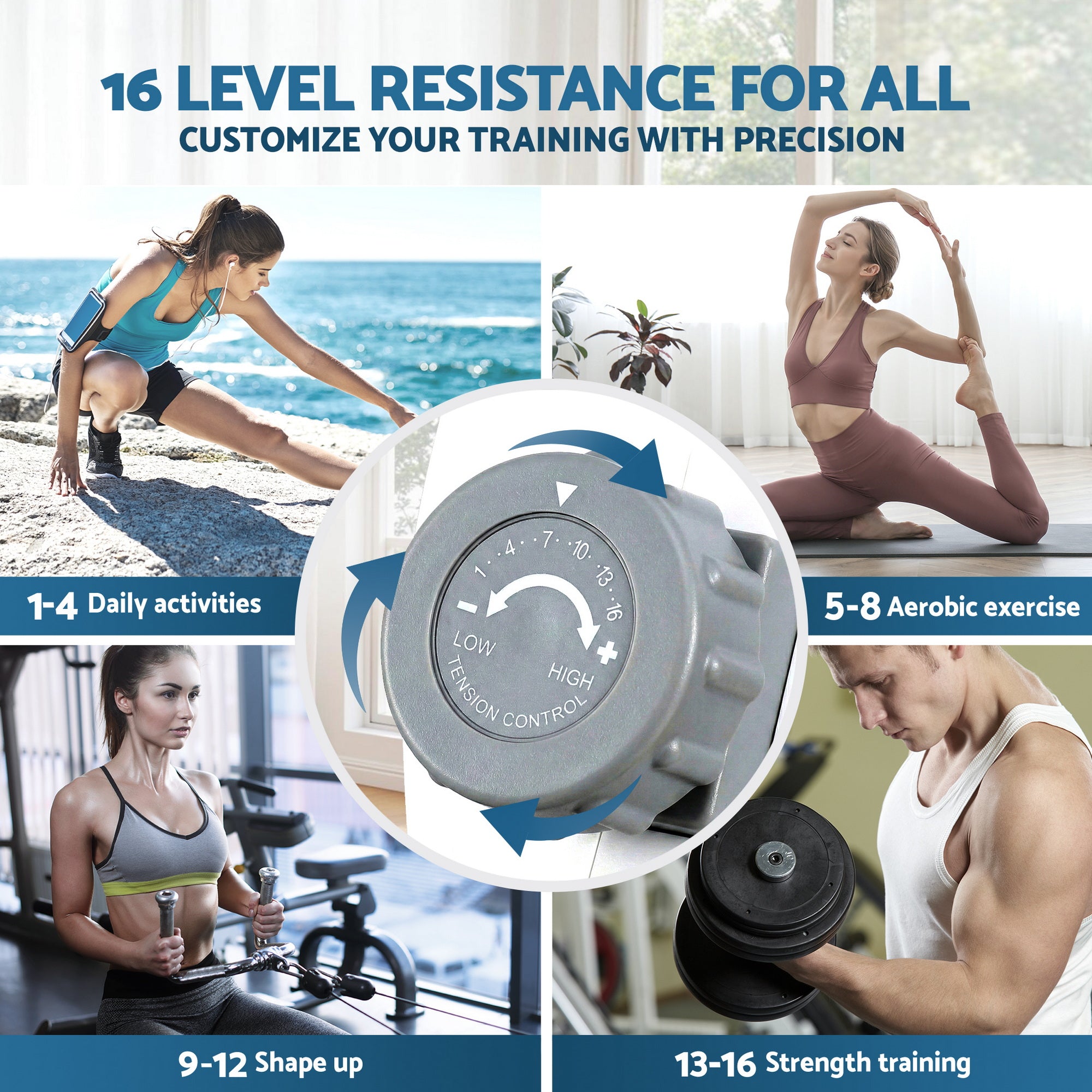 Everfit Rowing Machine for Home Magnetic Rowing Machine App Compatible Quiet Exercise Equipment White ROWING-C-MAG-16L-DT-WH