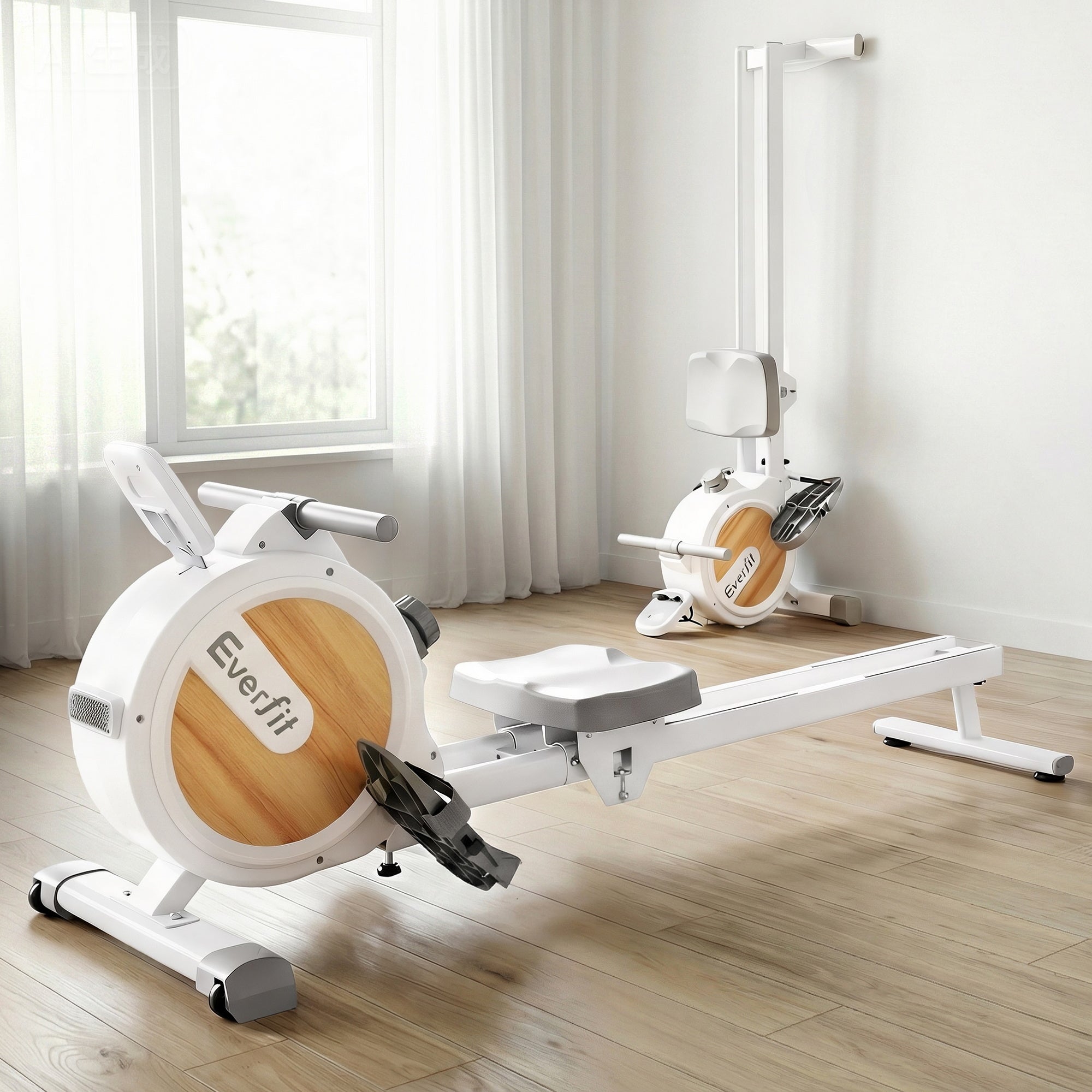 Everfit Rowing Machine for Home Magnetic Rowing Machine App Compatible Quiet Exercise Equipment White ROWING-C-MAG-16L-DT-WH