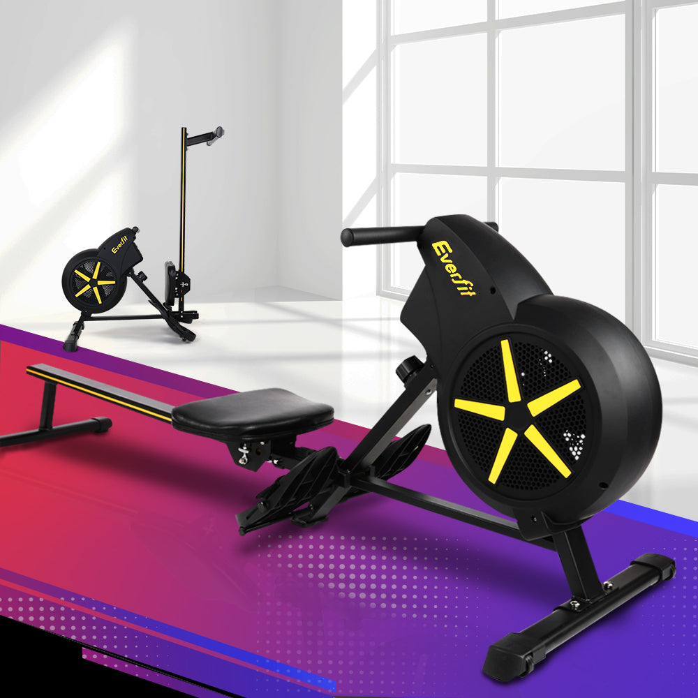 Everfit Rowing Machine Air Rower Exercise Fitness Gym Home Cardio ROWING-CYCLONE-BK