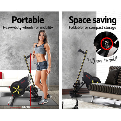 Everfit Rowing Machine Air Rower Exercise Fitness Gym Home Cardio ROWING-CYCLONE-BK