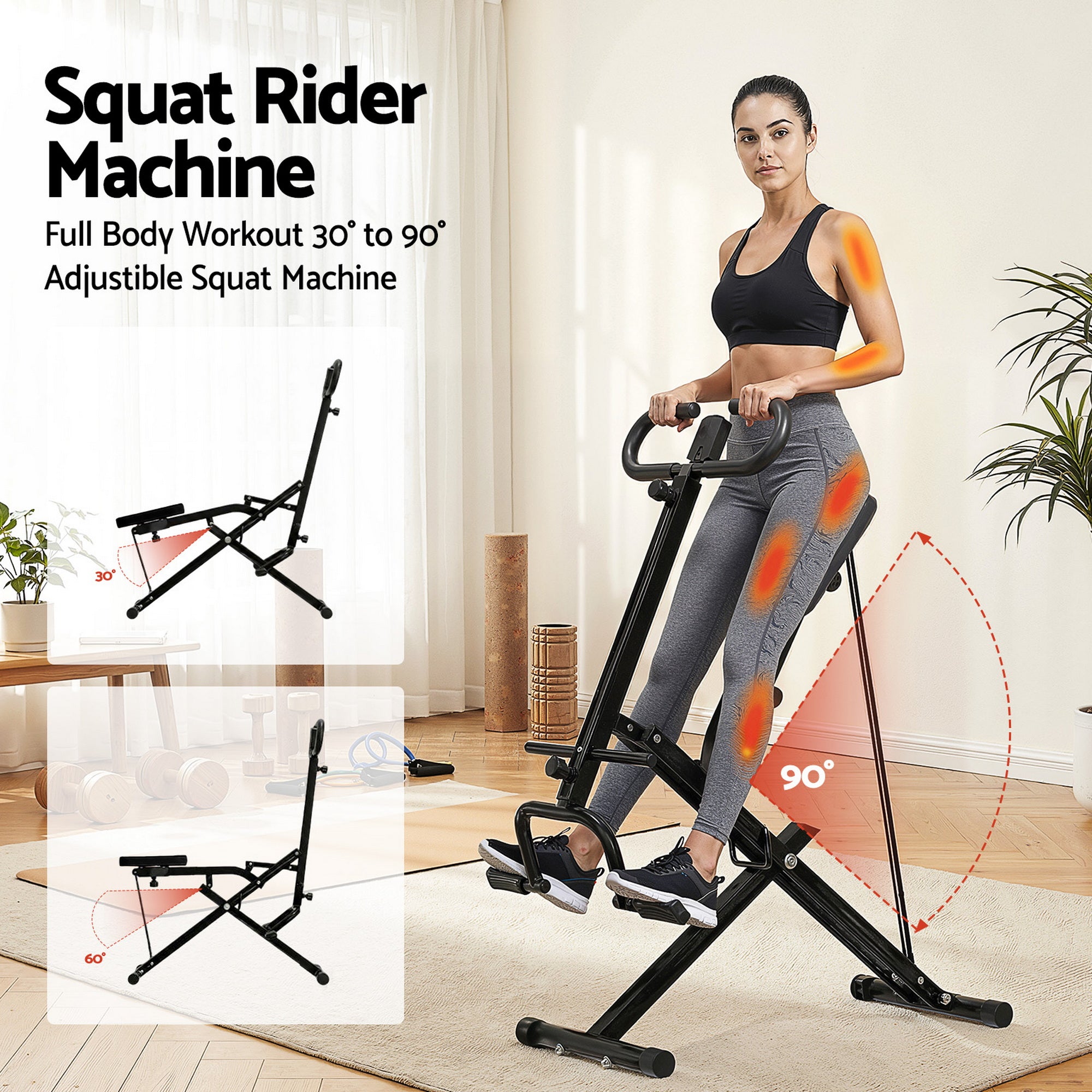 Everfit Foldable Squat Machine Deep Squat Rowing Machine 5 Adjustable Seat Home Gym ROWING-D-SQUAT