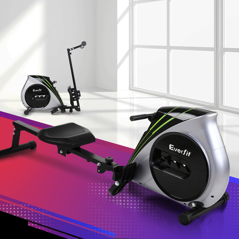 Everfit Rowing Machine Rower Elastic Rope Resistance Fitness Home Cardio Silver ROWING-ELA-4L-SI