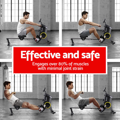 Everfit Rowing Machine 12 Levels Magnetic Rower Fitness Gym Cardio Workout ROWING-MAG-12L-BK