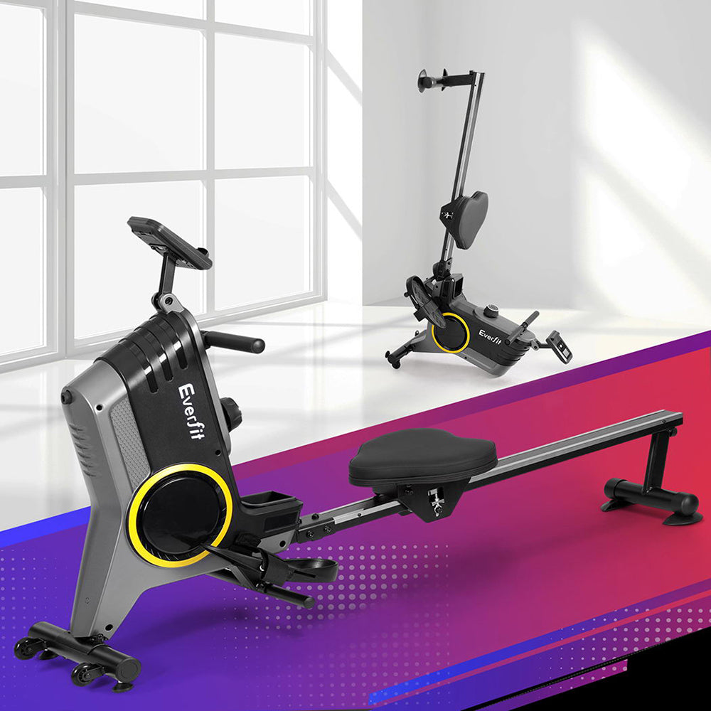 Everfit Rowing Machine 12 Levels Magnetic Rower Fitness Gym Cardio Workout ROWING-MAG-12L-BK
