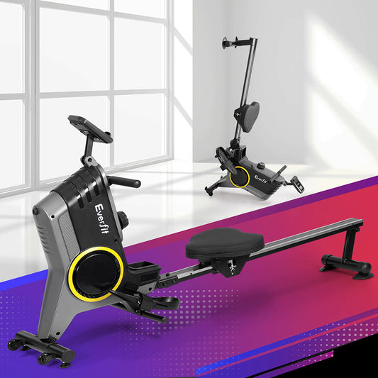 Everfit Rowing Machine 12 Levels Magnetic Rower Fitness Gym Cardio Workout ROWING-MAG-12L-BK