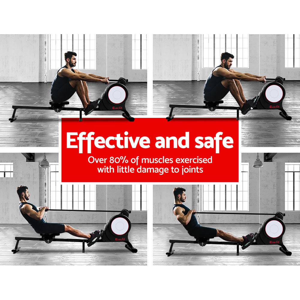 Everfit Rowing Machine Rower Magnetic Resistance Exercise Gym Home Cardio ROWING-MAG-BK