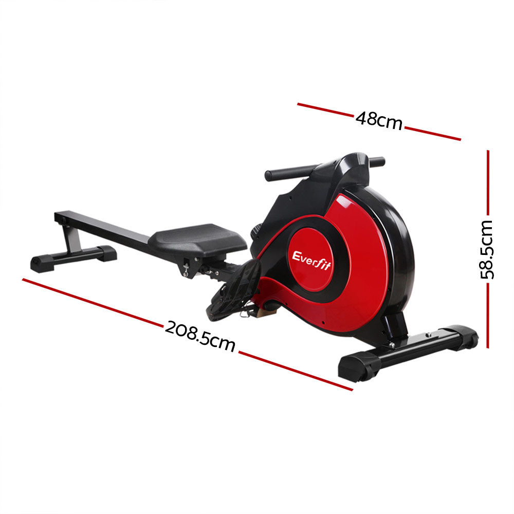 Everfit Rowing Machine Rower Magnetic Resistance Exercise Gym Home Cardio Red ROWING-MAG-RO
