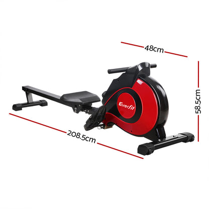 Everfit Rowing Machine Rower Magnetic Resistance Exercise Gym Home Cardio Red ROWING-MAG-RO