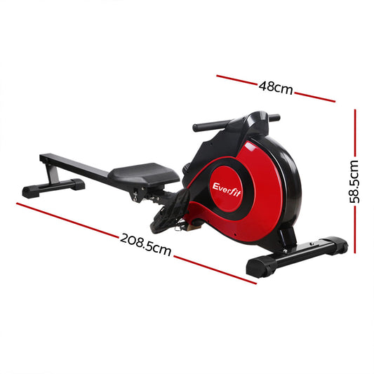 Everfit Rowing Machine Rower Magnetic Resistance Exercise Gym Home Cardio Red ROWING-MAG-RO