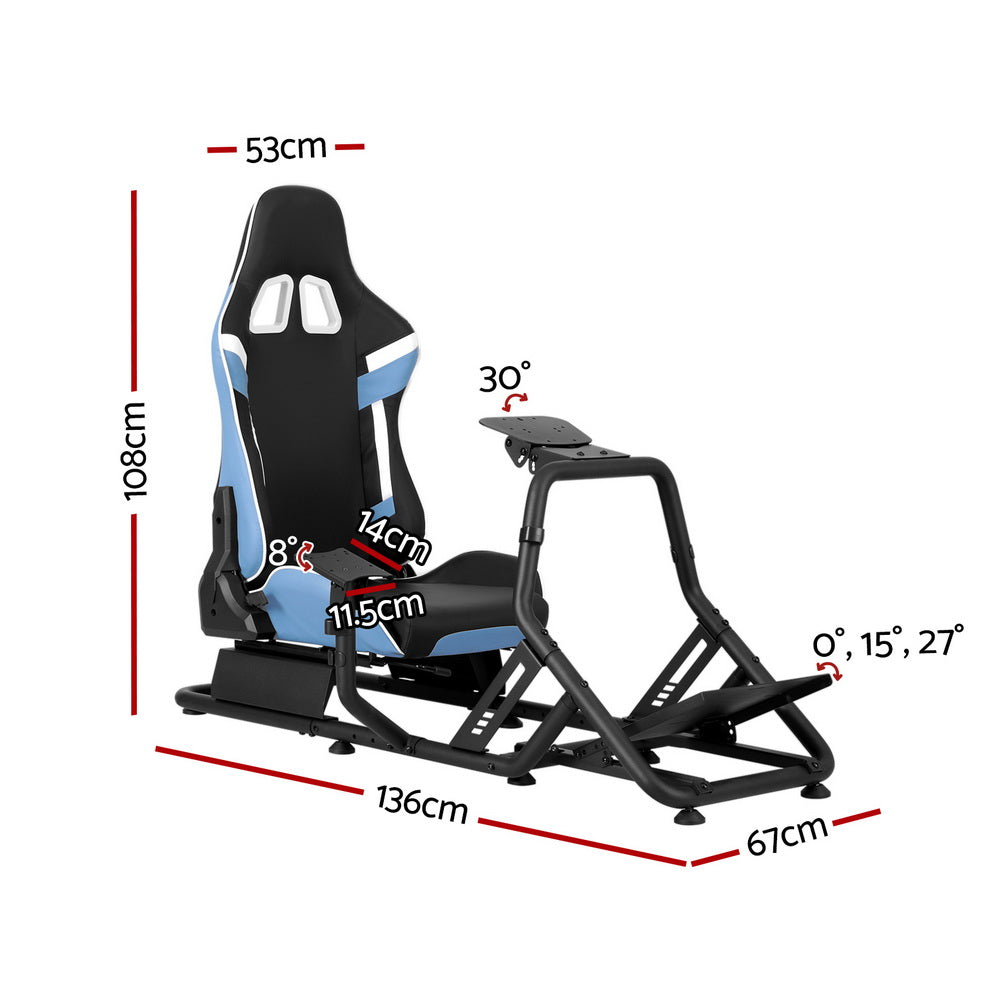 Artiss Racing Simulator Cockpit Steering Wheel Gaming Chair Blue RSC-KP02-BK-BU