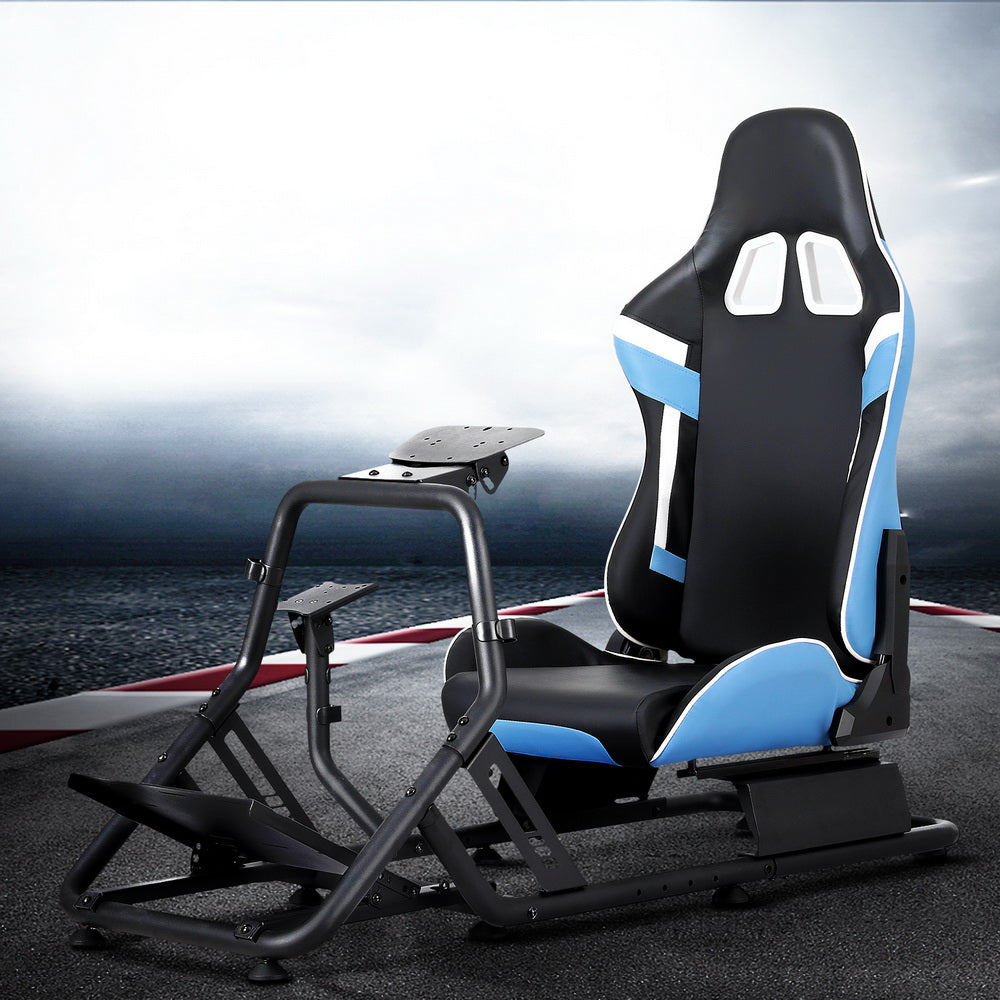 Artiss Racing Simulator Cockpit Steering Wheel Gaming Chair Blue RSC-KP02-BK-BU