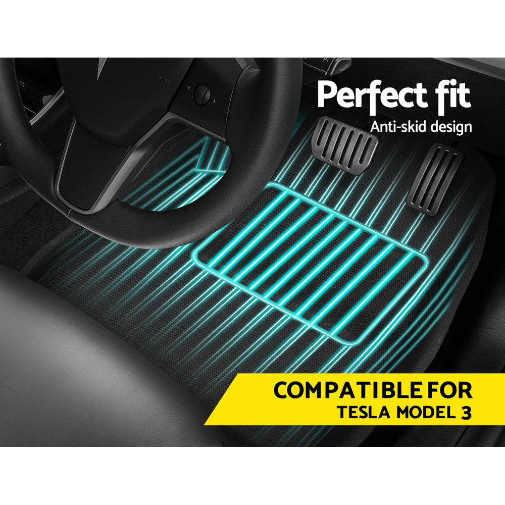 Weisshorn Car Rubber Floor Mats Compatible for Tesla Model 3 Front Rear RUBBER-MAT-TESLA-MODEL3