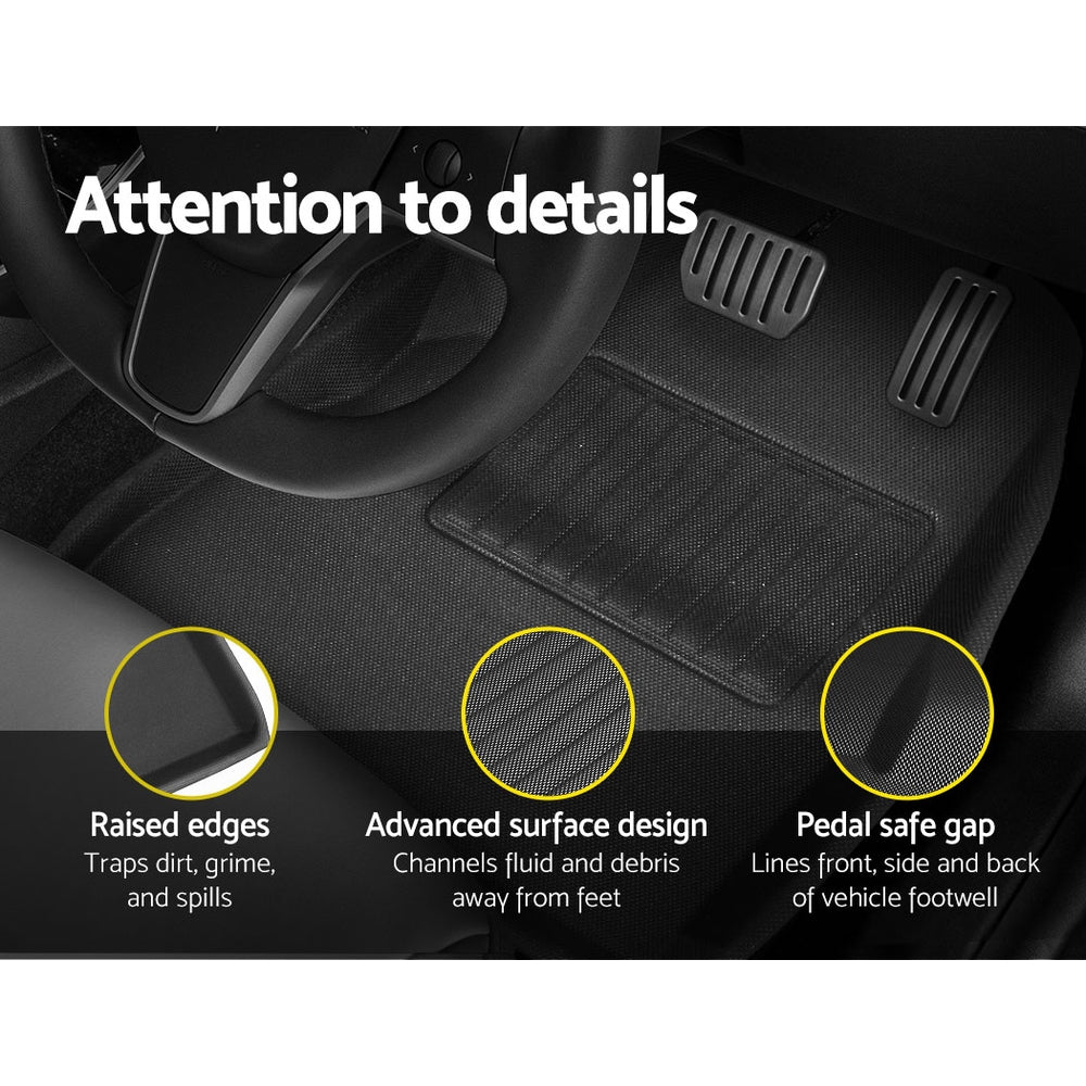 Weisshorn Car Rubber Floor Mats Compatible for Tesla Model 3 Front Rear RUBBER-MAT-TESLA-MODEL3