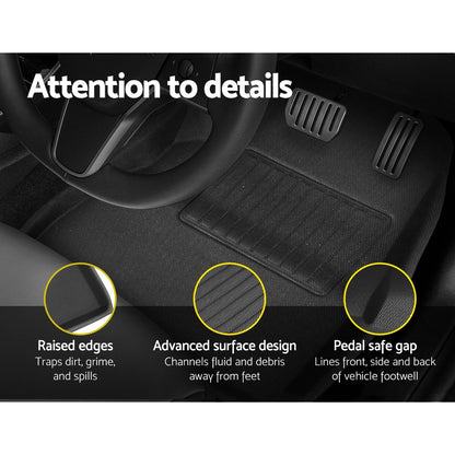 Weisshorn Car Rubber Floor Mats Compatible for Tesla Model 3 Front Rear RUBBER-MAT-TESLA-MODEL3