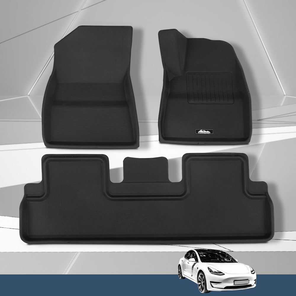Weisshorn Car Rubber Floor Mats Compatible for Tesla Model 3 Front Rear RUBBER-MAT-TESLA-MODEL3