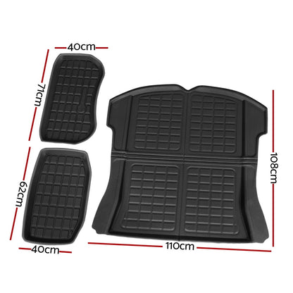 3PCS Car Rear Front Cargo Trunk Toolbox Luggage Rubber Mats for Tesla Model 3 2021-2022 RUBBER-MAT-TESLA-MODEL3-RFT