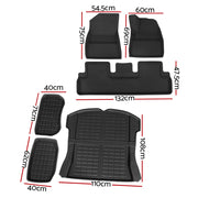 Weisshorn Car Rubber Floor Mats for Tesla Model 3 Trunk Toolbox Cargo Mat Carpet RUBBER-MAT-TESLA-MODEL3-RFT-SET