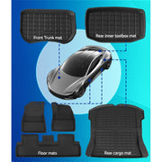 Weisshorn Car Rubber Floor Mats for Tesla Model 3 Trunk Toolbox Cargo Mat Carpet RUBBER-MAT-TESLA-MODEL3-RFT-SET