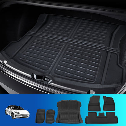 Weisshorn Car Rubber Floor Mats for Tesla Model 3 Trunk Toolbox Cargo Mat Carpet RUBBER-MAT-TESLA-MODEL3-RFT-SET