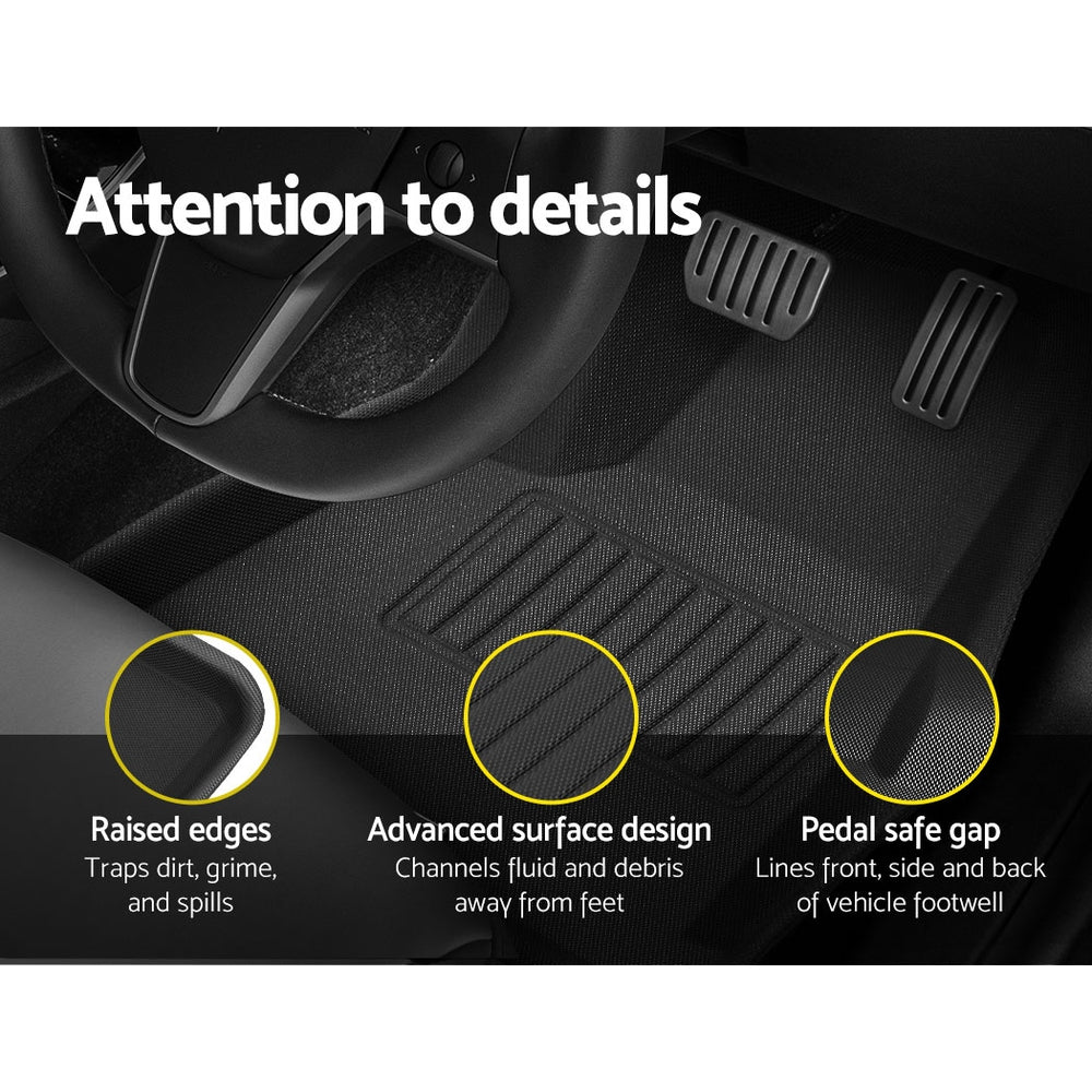 Weisshorn Tesla Model Y Rubber Mats Carpets Front Rear Set RHD 21-24 RUBBER-MAT-TESLA-MODELY