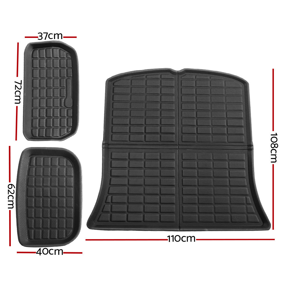 Tesla Model Y 2021-2024 Rear Well Front Cargo Trunk Toolbox Boot Liner Floor Mat RUBBER-MAT-TESLA-MODELY-RFT