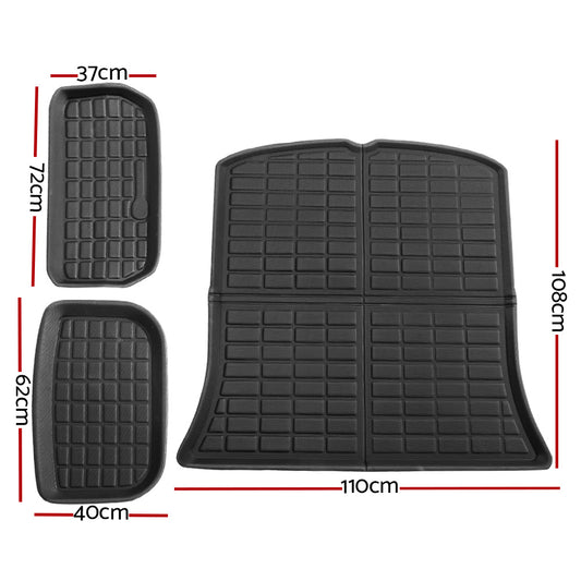 Tesla Model Y 2021-2024 Rear Well Front Cargo Trunk Toolbox Boot Liner Floor Mat RUBBER-MAT-TESLA-MODELY-RFT